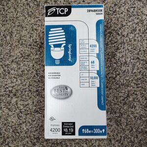 TCP 28968 SpringLamp CFL Light Bulb‎ 68 Watt 4200 Lumens 5000 K 10,000 Hours